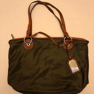 Ralph Lauren Nylon Green Olive and brown leather